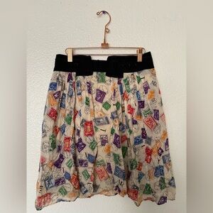 Edme &esyllte by Anthropologie Printed A-Line Midi Skirt with Black Waistband 4